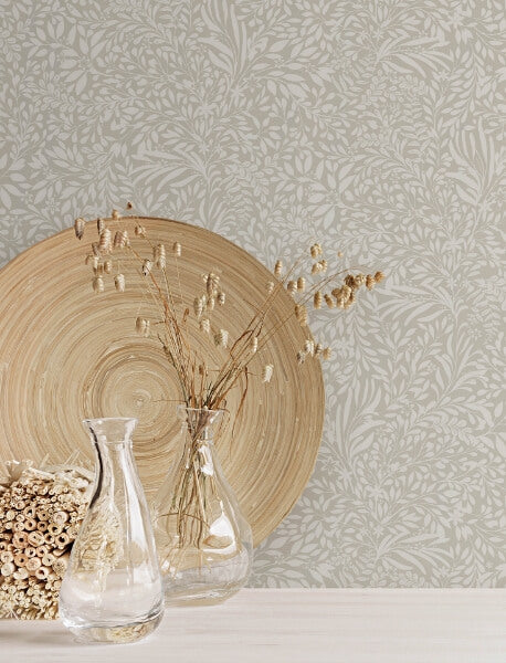 Kristina Taupe Botanical Wallpaper
