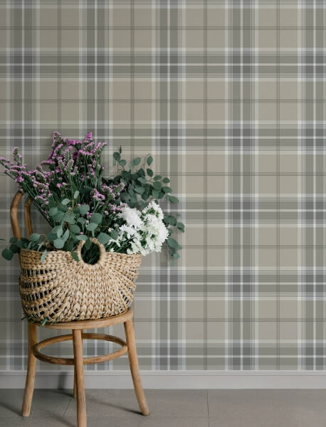 Emma Grey Plaid Wallpaper