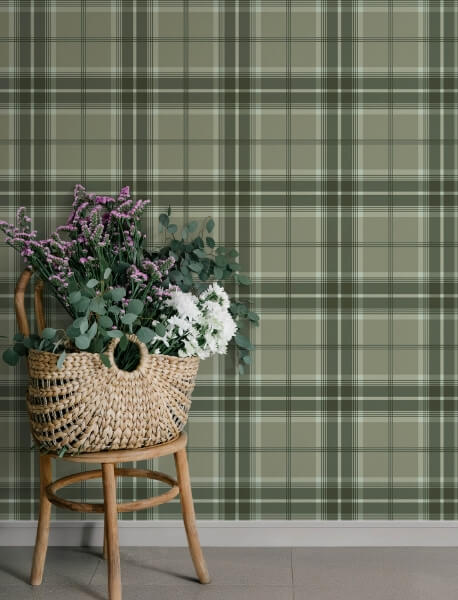 Emma Evergreen Plaid Wallpaper