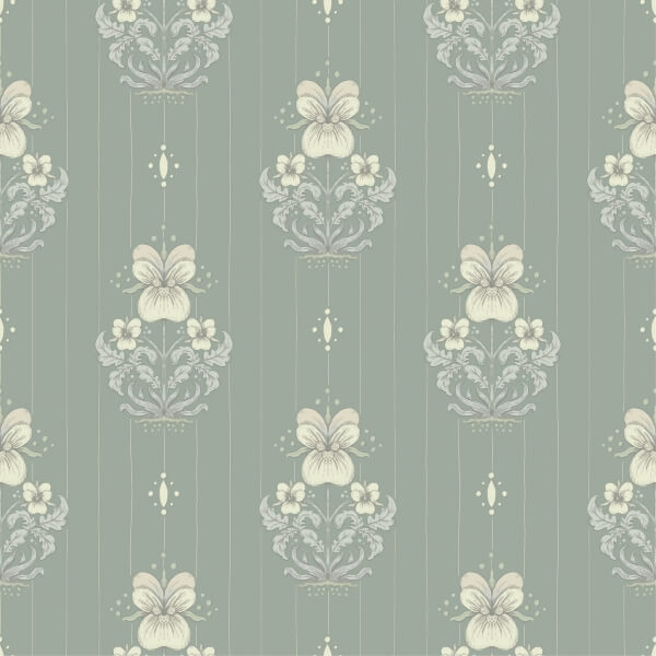 Gullvie Seafoam Pansies Wallpaper