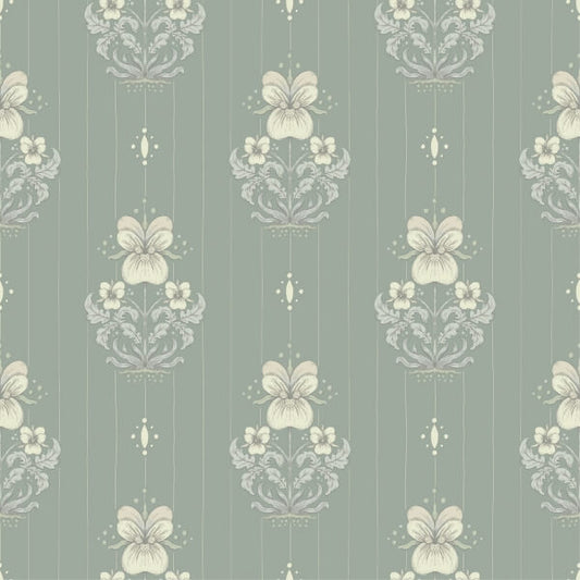 Gullvie Seafoam Pansies Wallpaper