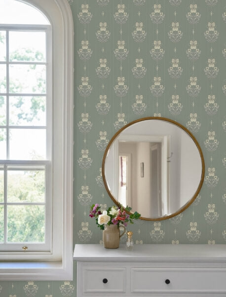 Gullvie Seafoam Pansies Wallpaper
