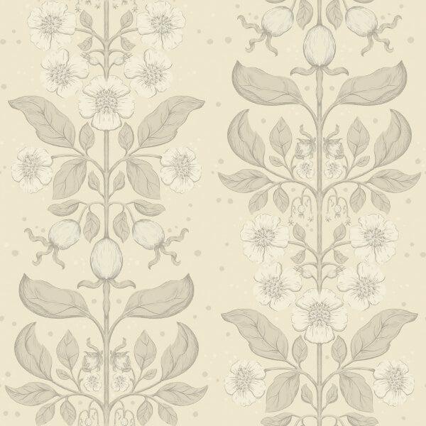 Rosa Cream Floral Columns Wallpaper