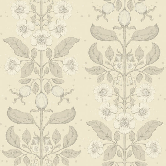 Rosa Cream Floral Columns Wallpaper