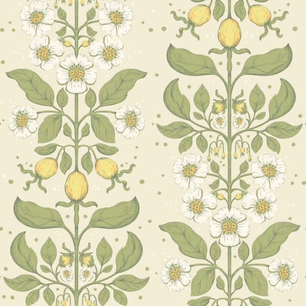 Rosa Green Floral Columns Wallpaper