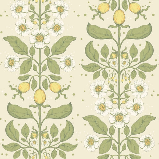 Rosa Green Floral Columns Wallpaper