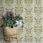 Rosa Green Floral Columns Wallpaper