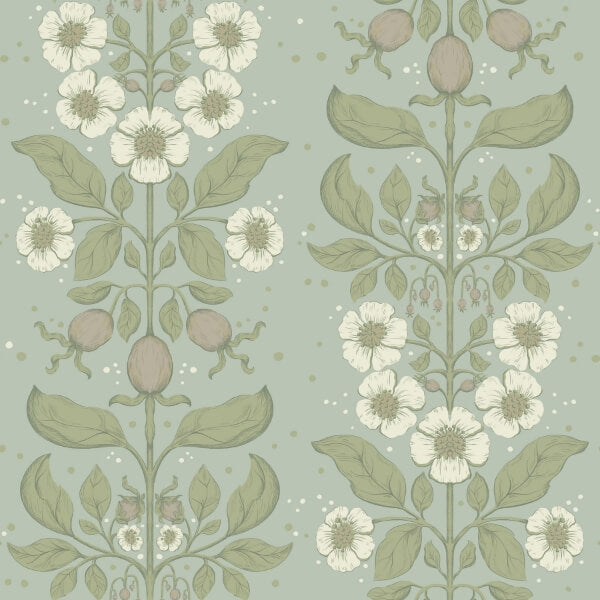 Rosa Sky Blue Floral Columns Wallpaper