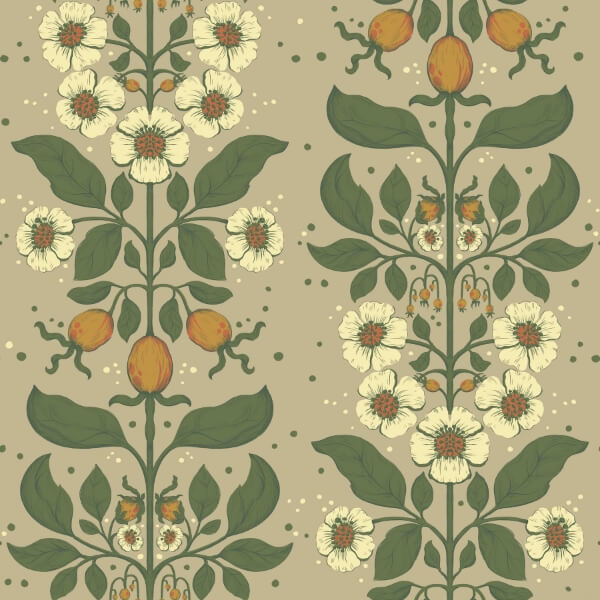 Rosa Light Brown Floral Columns Wallpaper