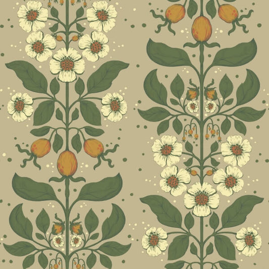 Rosa Light Brown Floral Columns Wallpaper