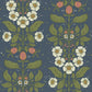 Rosa Navy Floral Columns Wallpaper