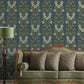 Rosa Navy Floral Columns Wallpaper
