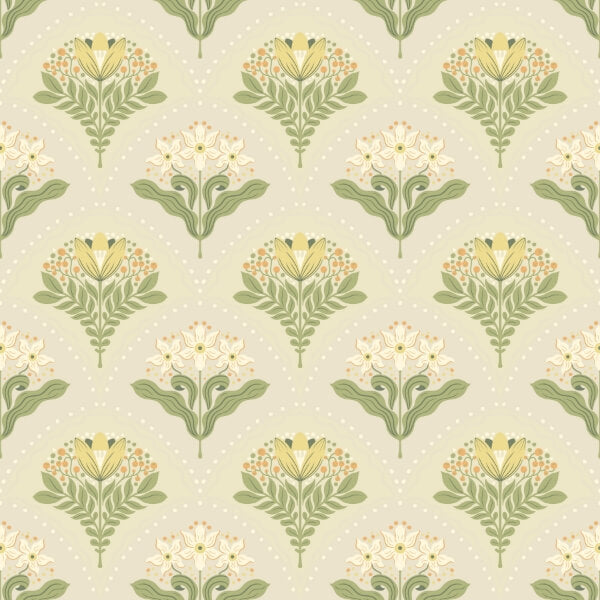 Maj Light Grey Floral Damask Wallpaper