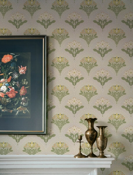 Maj Light Grey Floral Damask Wallpaper