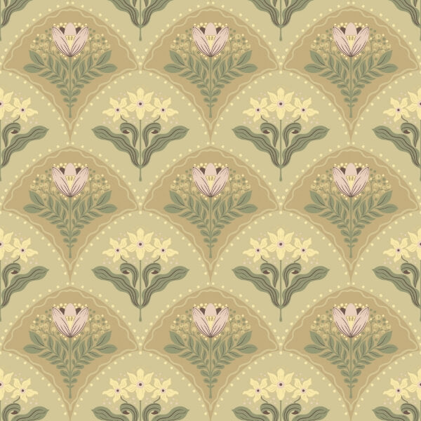 Maj Light Brown Floral Damask Wallpaper