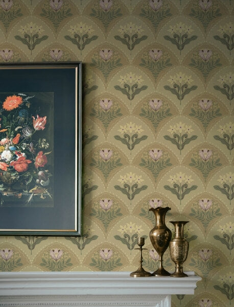 Maj Light Brown Floral Damask Wallpaper