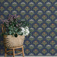Maj Navy Floral Damask Wallpaper