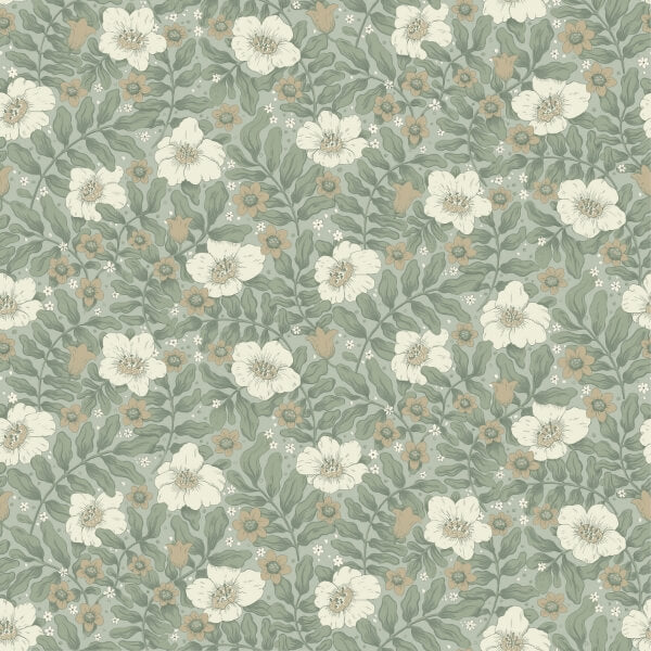 Maggan Sea Green Floral Trail Wallpaper