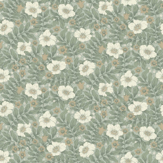 Maggan Sea Green Floral Trail Wallpaper