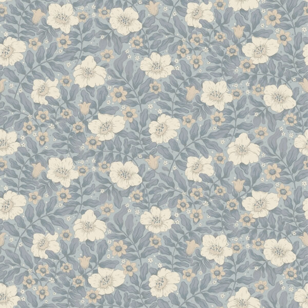 Maggan Blue Floral Trail Wallpaper