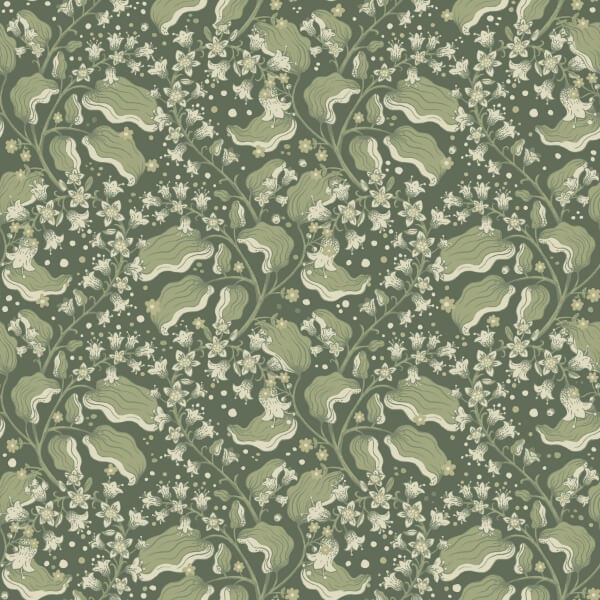 Syren Evergreen Dainty Floral Wallpaper