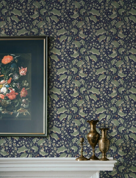 Syren Navy Dainty Floral Wallpaper