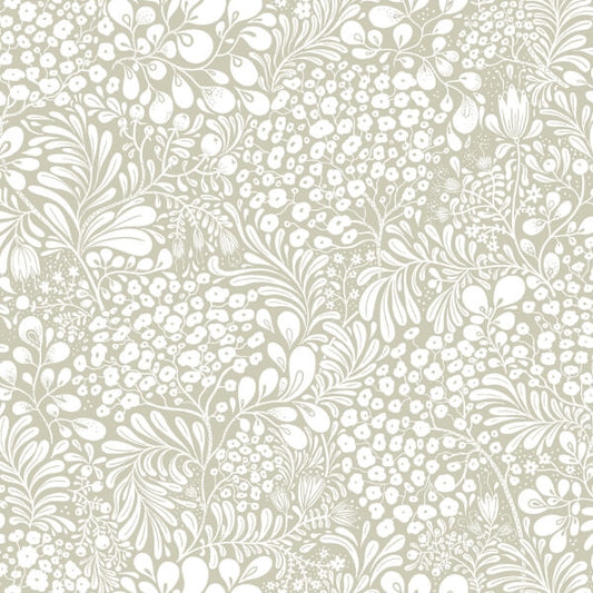 Siv Dark Grey Botanical Wallpaper