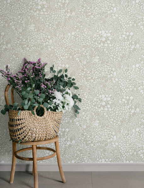 Siv Dark Grey Botanical Wallpaper