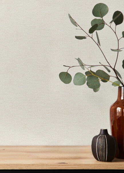 Cullen White Faux Linen Wallpaper