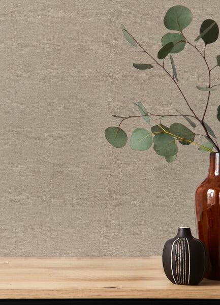 Cullen Light Brown Faux Linen Wallpaper