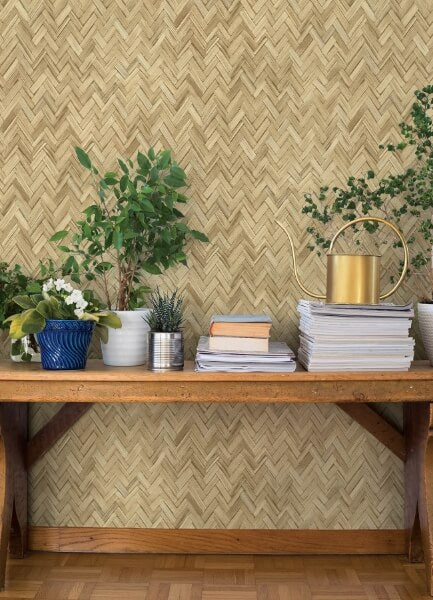 Ellery Wheat Herringbone Wallpaper