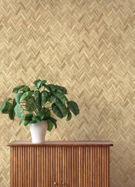 Ellery Wheat Herringbone Wallpaper