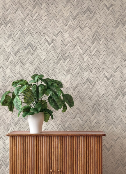 Ellery Light Grey Herringbone Wallpaper