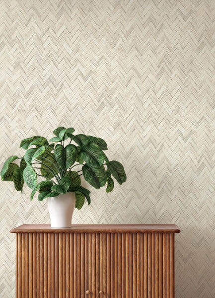 Ellery Beige Herringbone Wallpaper