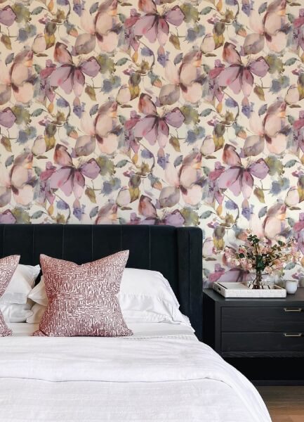 Liliana Plum Floral Wallpaper