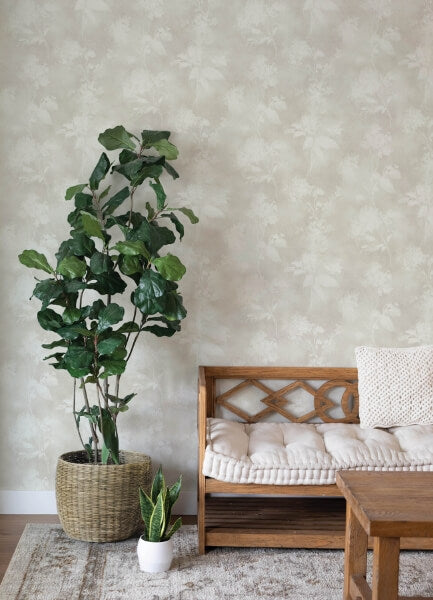 Izara Light Grey Botanical Wallpaper
