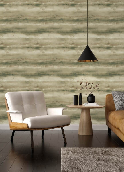 Ayla Green Abstract Stripe Wallpaper