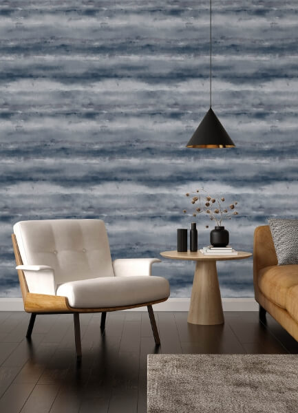 Ayla Indigo Abstract Stripe Wallpaper