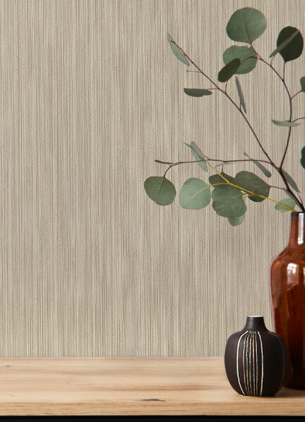 Ewan Beige Textured Stripe Wallpaper