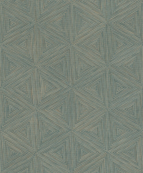 Anara Teal Geo Faux Grasscloth Wallpaper