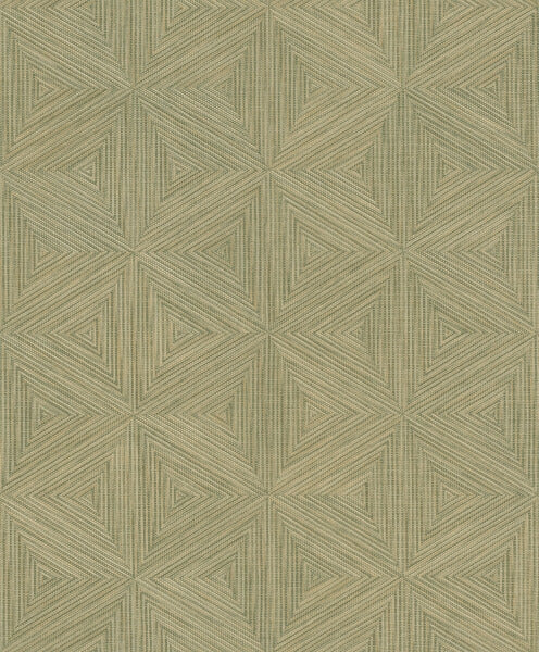 Anara Green Geo Faux Grasscloth Wallpaper