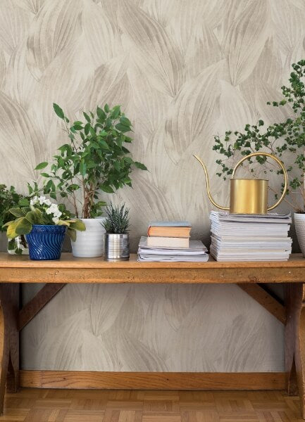 Melora Light Grey Leaf Wallpaper