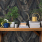 Acacius Dark Blue Tropical Foliage Wallpaper