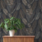 Acacius Dark Blue Tropical Foliage Wallpaper