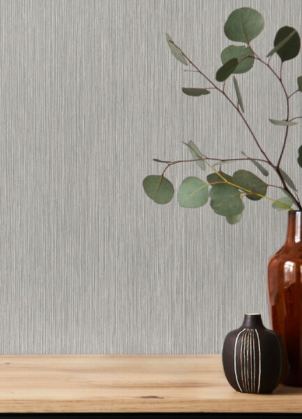 Oren Grey Shimmering Striations Wallpaper