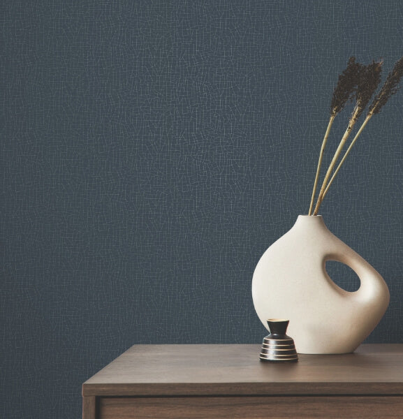 Cary Dark Blue Petite Maze Wallpaper