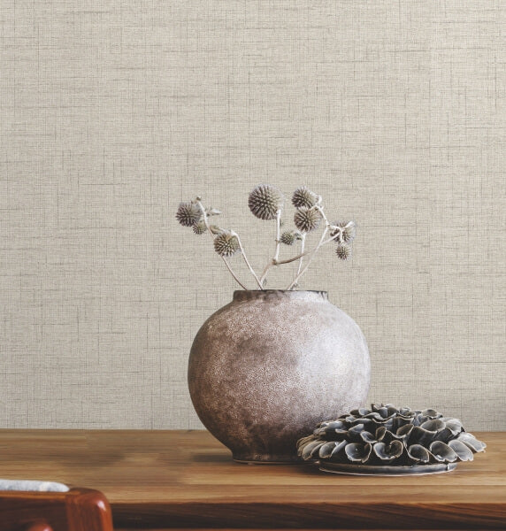 Leon Light Grey Faux Fabric Wallpaper