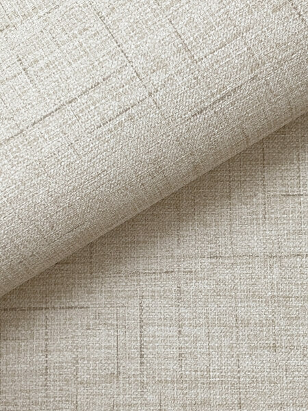 Leon Beige Faux Fabric Wallpaper