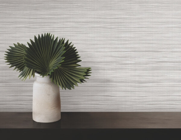 Lorn Off-White Faux Grasscloth Wallpaper