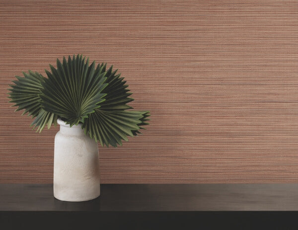 Lorn Red Faux Grasscloth Wallpaper